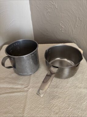 Stainless Steel Measuring Cup and  Rare Aluminum one Pint measuring cup
